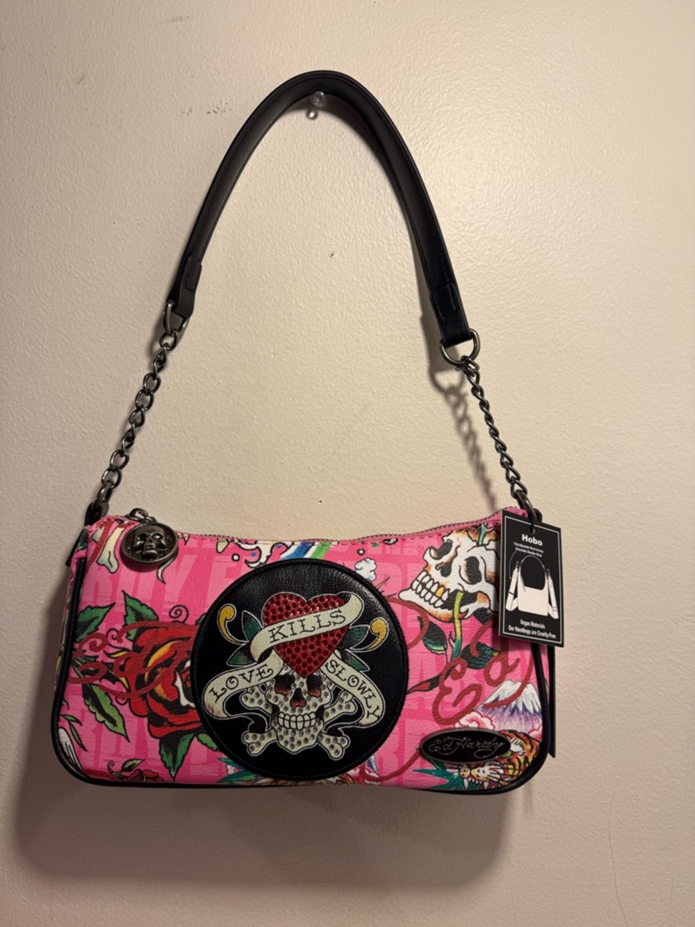 Ed Hardy shoulder crossbody Love Kills Slowly pink NWT Summer 2026